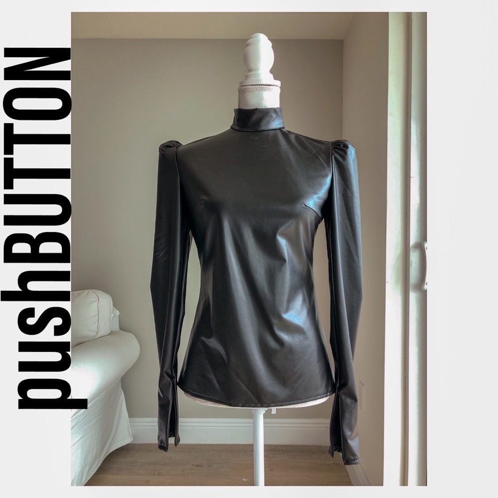 pushBUTTON Mock Neck Long Sleeve Top
